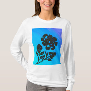 Women's Blue Rose Silhouette Long Sleeve Shirt