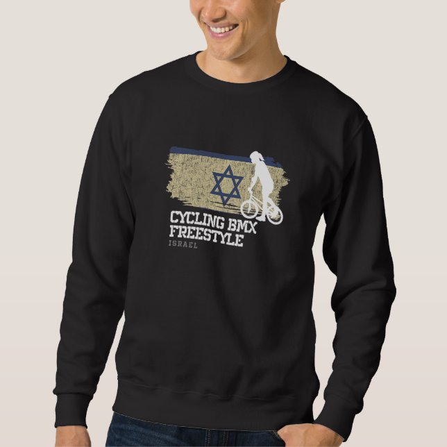 Womens BMX Freestyle Bike Israel Flag Cycling BMX Sweatshirt (Front)