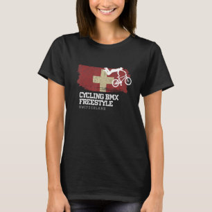Womens BMX Freestyle Bike Switzerland Flag Cycling T-Shirt