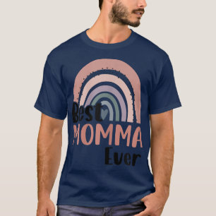 Womens Boho Rainbow Best Momma Ever Funny Mothers  T-Shirt