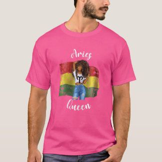 Womens Bolivian Queen Aries Vibes Barbados Zodiac  T-Shirt