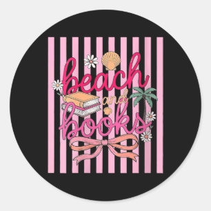 Womens Book Girl Summer Beach Club Summer Reading Classic Round Sticker