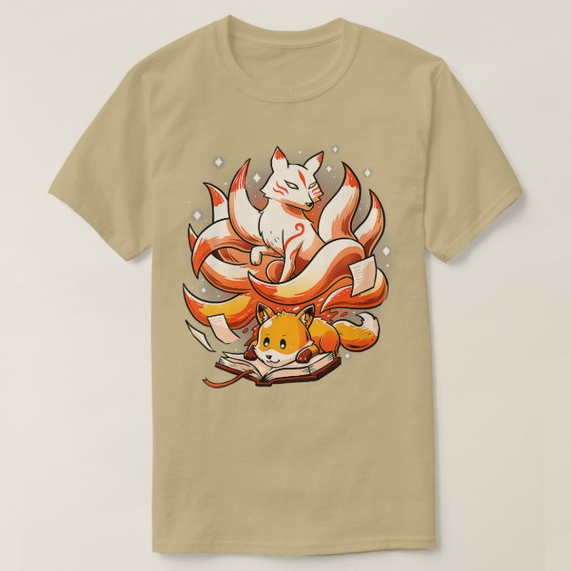 Womens Book Spirit Japanese Kitsune Cute Fox Readi T-Shirt (Design Front)