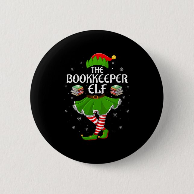 Womens Bookkeeper Elf Christmas Family Girls Women 6 Cm Round Badge (Front)