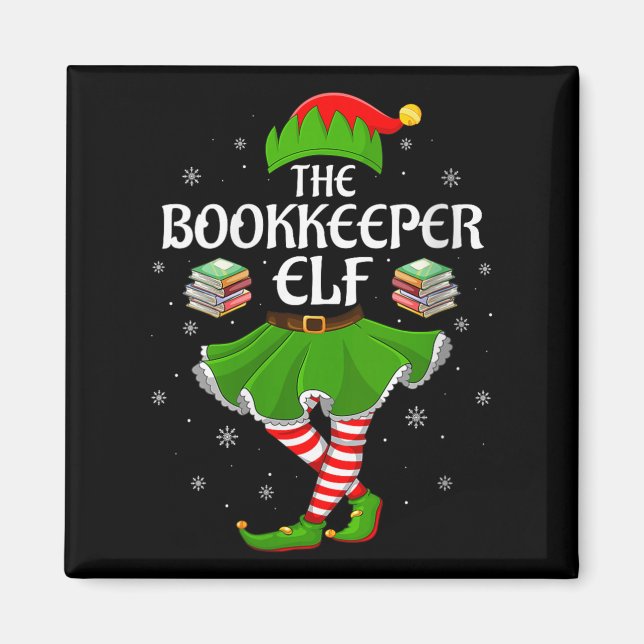 Womens Bookkeeper Elf Christmas Family Girls Women Magnet (Front)