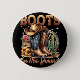 Womens Boot Cowboy Western Cowgirl Linedance V-nec 6 Cm Round Badge