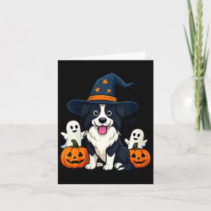 Womens Border Collie Dog Black And White Halloween Card
