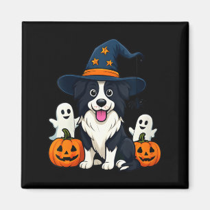 Womens Border Collie Dog Black And White Halloween Magnet