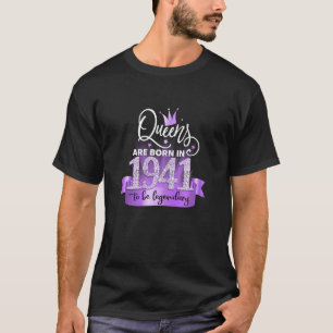 Womens Born In 1941 I Elegant Purple Black Party O T-Shirt