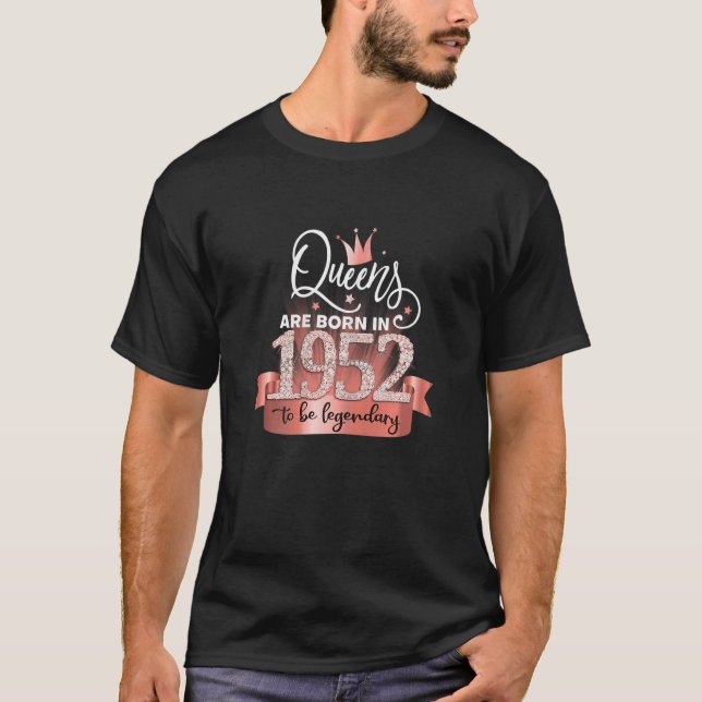 Womens Born In 1952 I Elegant Black Rose Party Out T-Shirt (Front)