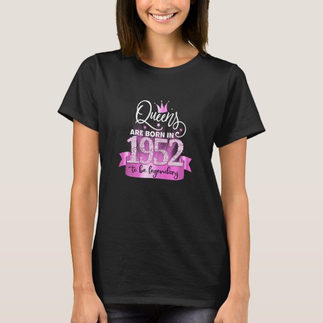 Womens Born In 1952 I Elegant Pink Black Party Out T-Shirt (Front)