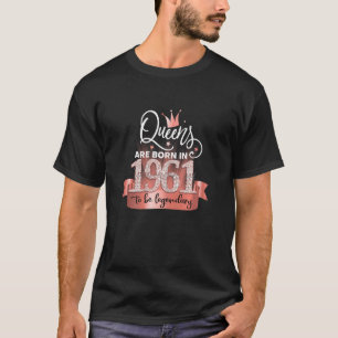 Womens Born In 1961 I Elegant Black Rose Party Out T-Shirt