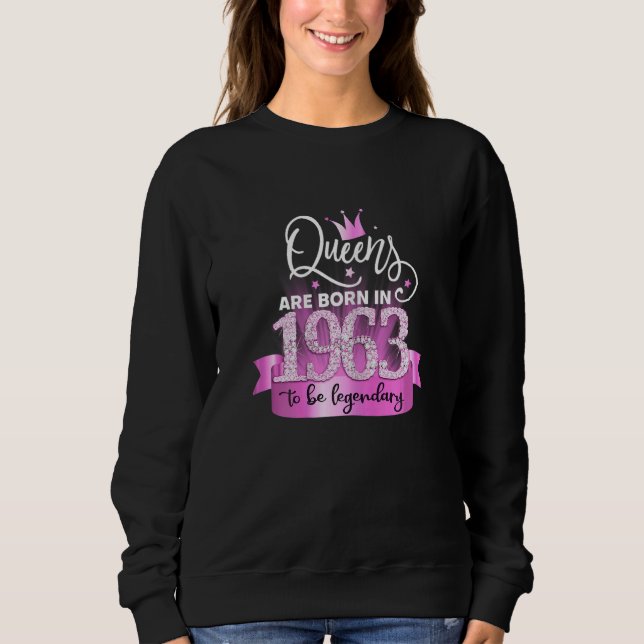 Womens Born In 1963 I Elegant Pink Black Party Out Sweatshirt (Front)