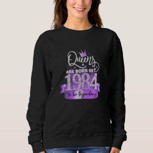 Womens Born In 1984 I Elegant Purple Black Party O Sweatshirt