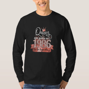 Womens Born In 1986 I Elegant Black Rose Party Out T-Shirt