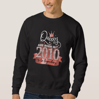 Womens Born In 2010 I Elegant Black Rose Party Out Sweatshirt