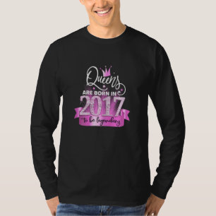 Womens Born In 2017 I Elegant Pink Black Party Out T-Shirt