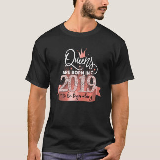 Womens Born In 2019 I Elegant Black Rose Party Out T-Shirt
