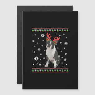 Womens Boston Terrier Xmas Ugly Christmas Sweater Magnetic Invitation