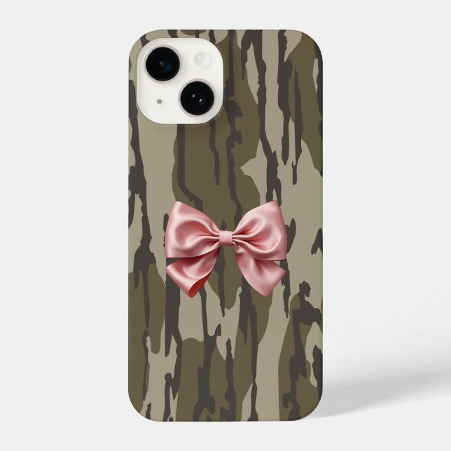 Womens Bottomland Camo Cute Pink Ribbon Bow iPhone Case (Back)