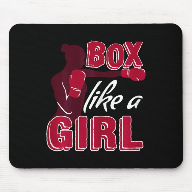 Womens Box Like A Girl Funny Boxing Gift For Kickb Mouse Pad (Front)