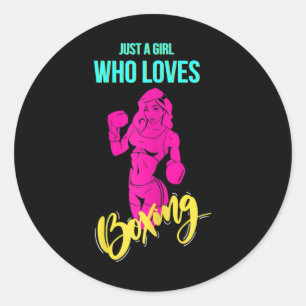 Womens Boxing Girl Kickboxing Boxer  Classic Round Sticker