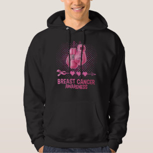 Womens Breast Cancer Awareness Pink Boxing Gloves Hoodie