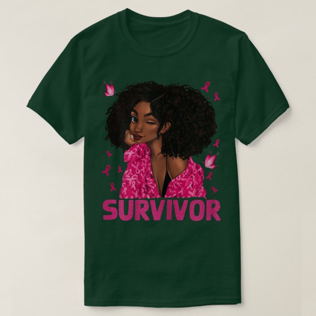 Womens Breast Cancer Survivor Rosie Riveter Pink A T-Shirt (Design Front)
