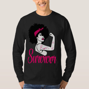 Womens Breast Cancer Survivor Rosie Riveter Pink R T-Shirt