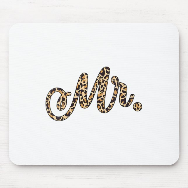 Womens Bride Groom Mr Leopard Print Wedding Matchi Mouse Pad (Front)