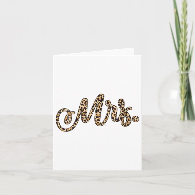Womens Bride Groom Mrs Leopard Print Wedding Match Card (Front)