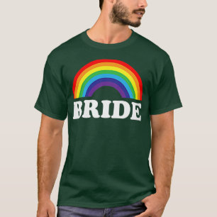 Womens Bride, lesbian bachelorette party rainbow,  T-Shirt