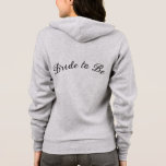 Women's Bride to Be Hoodie<br><div class="desc">This women's Bella soft front zip hoodie is for the bride to relax in,  shown in heather grey and has Bride to Be text on the back. 
Colour Heather Grey  Text colour Black
Customise this item or buy as is,  or add your name.</div>