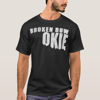Womens Broken Bow Okie Oklahoma Shaped Distressed  T-Shirt