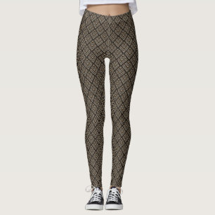 Women's Brown Geometric Leggings