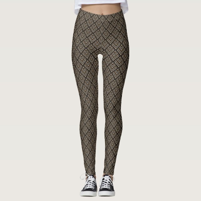 Women's Brown Geometric Leggings (Front)