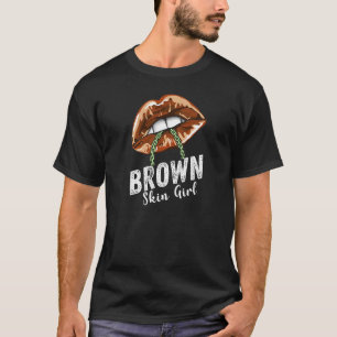 Womens Brown Skin Girl Black Queen Melanin Poppin  T-Shirt