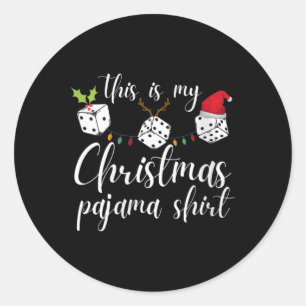 Womens Bunco Christmas Pajama Dice Game Night  Classic Round Sticker