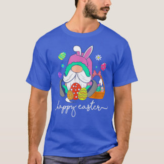 Womens Bunny Gnome Rabbit Eggs Hunting Happy Easte T-Shirt