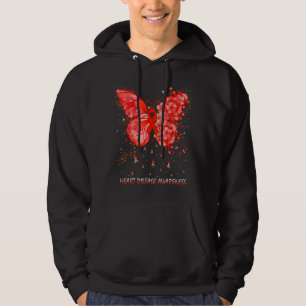 Womens Butterfly Heart Disease Awareness Ribbon Hoodie