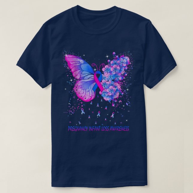 Womens Butterfly Pregnancy Infant Loss Awareness R T-Shirt (Design Front)