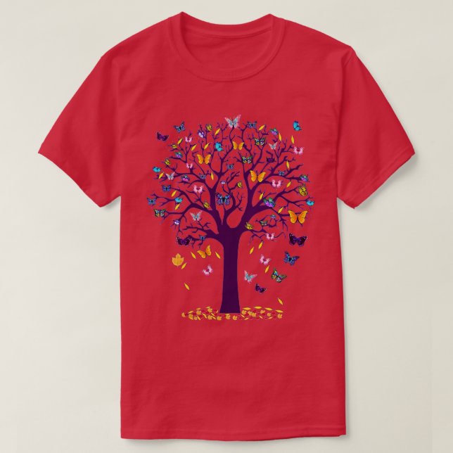 Womens Butterfly Tree Beautiful V-Neck  T-Shirt (Design Front)