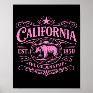 Womens California 1850 Bear Vintage Socal Norcal Poster