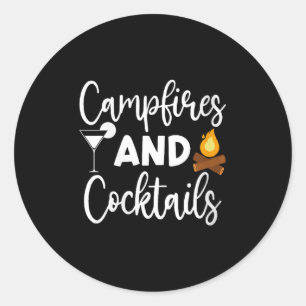 Womens Campfires And Tails Camping Lover Camper Ou Classic Round Sticker