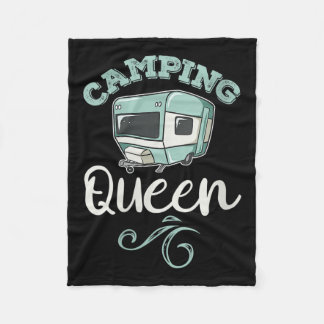 Womens Camping Queen Funny Female Camper Quote Tow Fleece Blanket