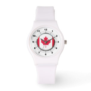 Women's Canada Flag Sporty White Silicon Watch