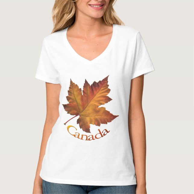 Women's Canada T-Shirt Maple Leaf Souvenir Shirt (Front)