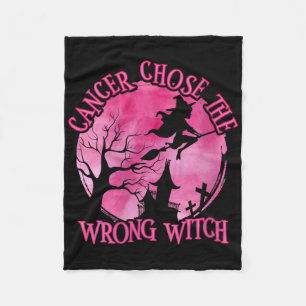 Womens Cancer Chose The Wrong Witch Breast Cancer  Fleece Blanket