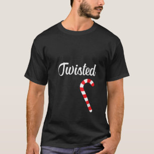 Womens Candy Cane Twisted Matching Couples Christm T-Shirt