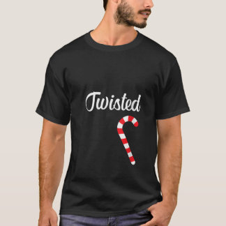 Womens Candy Cane Twisted Matching Couples Christm T-Shirt